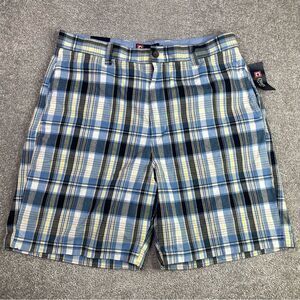 Chaps Shorts Men's 38 Blue Plaid Pockets Cotton Casual Golf